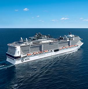 MSC Cruise ship on a sea voyage
