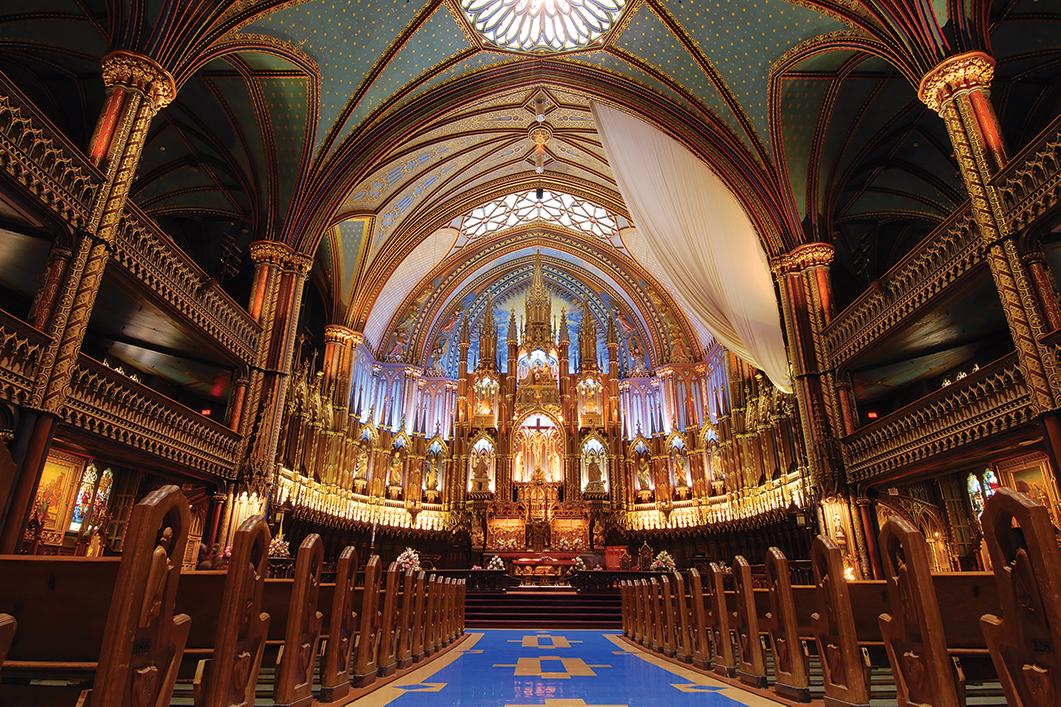 Views inside the Notre-Dame Basilica in Montreal