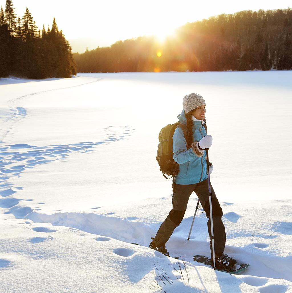 Snowshoeing through the Quebec wilderness